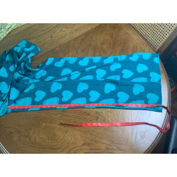 Dear Drew Barrymore Romantic High Waisted Wide Leg Teal Hearts Pants Size 4 - Picture 10 of 12